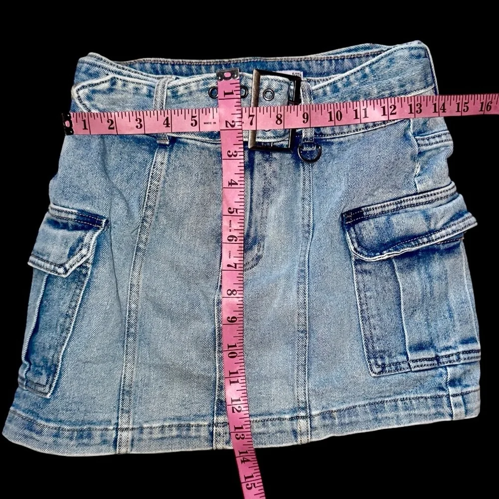 SO Y2K Skirt Denim Cargo Utility Mini Grunge Retro Alt Junior’s 5 Waist 27